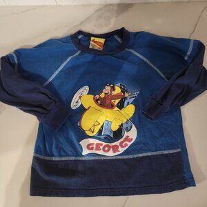 Rare‎ vintage Curious George Boys Long Sleeve Shirt Size 6X